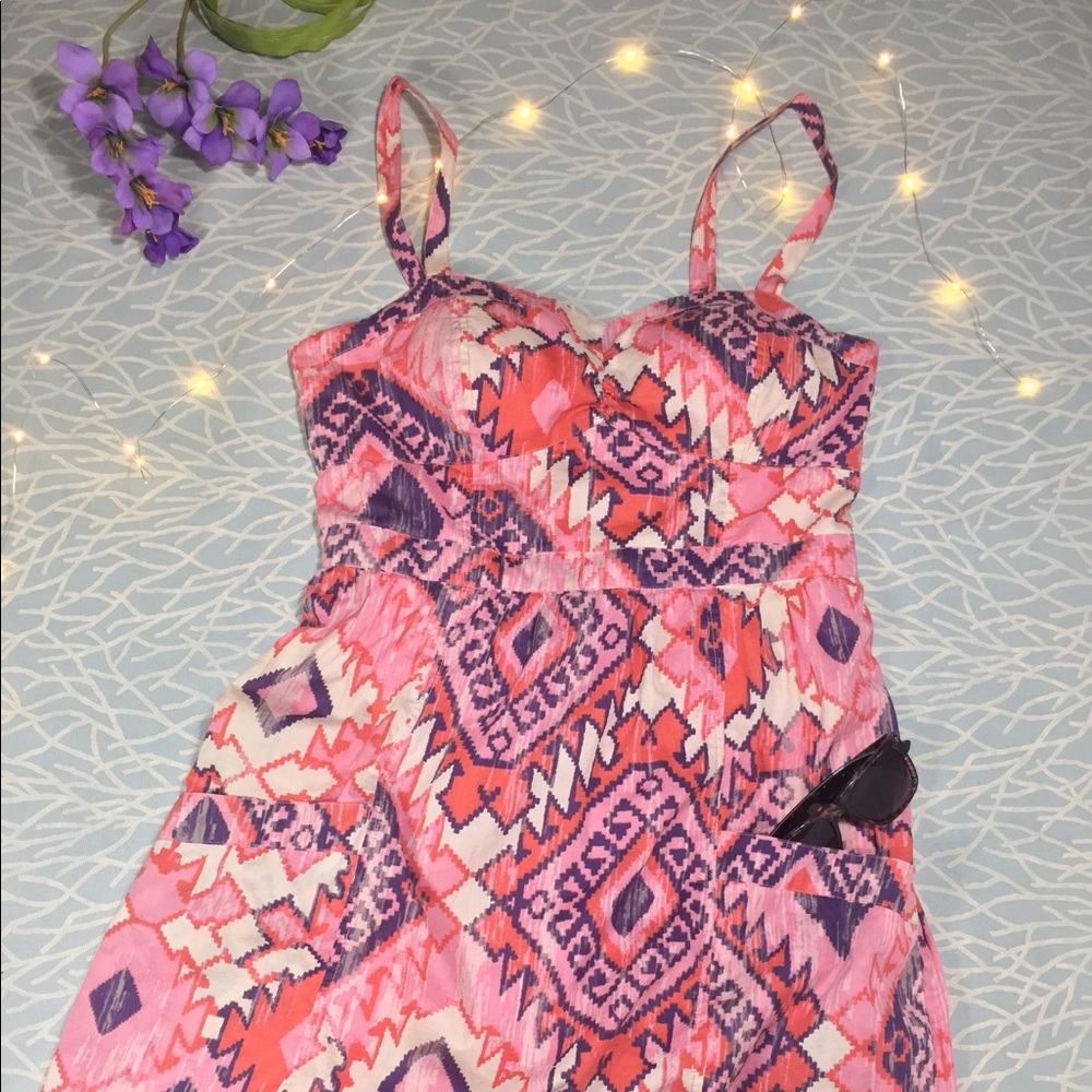 American Eagle Outfitters Pink Aztec Dress 12